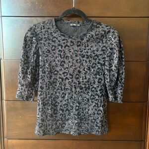 (NWOT) Zara Black sequins Animal Print Top